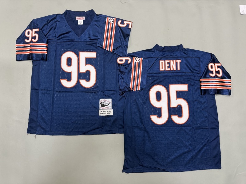 Men 2025 Nike Chicago Bears 95 Dent Blue Throwback Limited NFL Jersey style 002